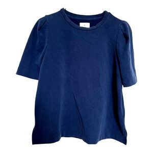 Lou & Grey Women Size Medium Casual Tee Top Cotton Modal Stretch Boxy  Navy Blue